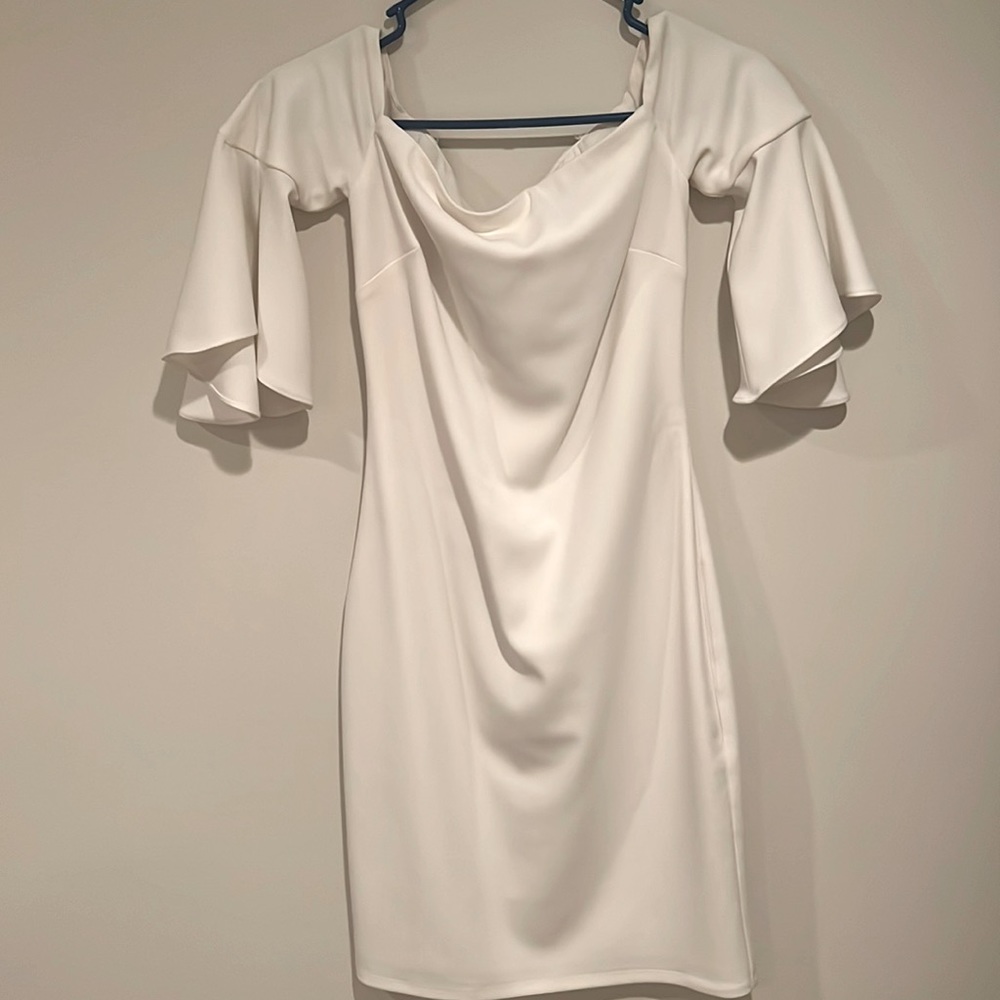 Laundry White Fitted off-the-shoulder dress